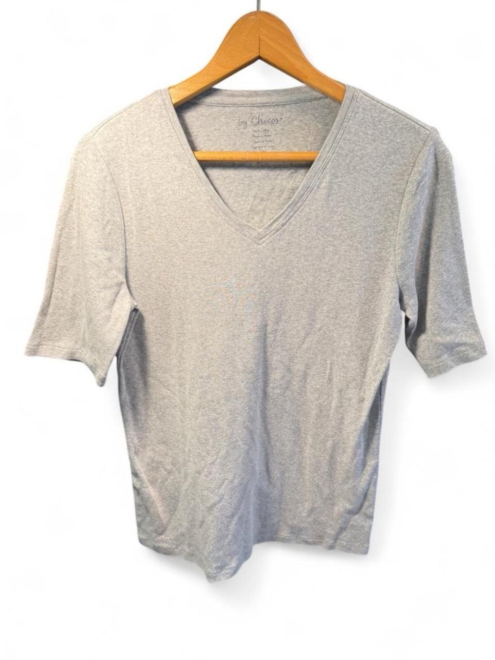 Women’s V-Neck Short Sleeve Shirt - Light Gray